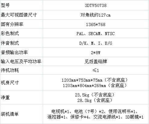 長虹3DTV50738等離子電視